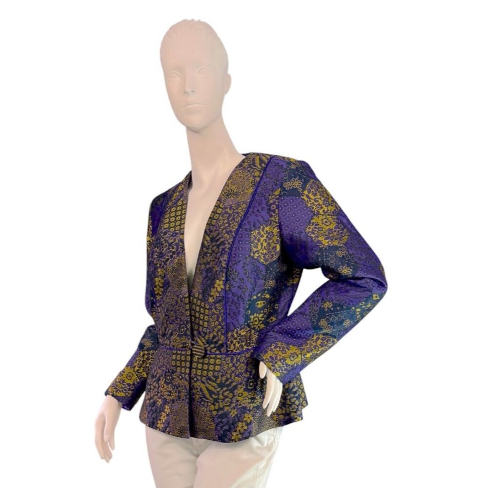 Norma Sharon of Santa Fe Purple Silk Blend Custom Made Jacket Floral Brocade, M